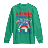 America Turns 250 I Turn 50 Funny 1976 Birthday Long Sleeve Shirt American Flag Cake 1776 to 2026 Semiquincentennial