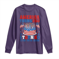 America Turns 250 I Turn 50 Funny 1976 Birthday Long Sleeve Shirt American Flag Cake 1776 to 2026 Semiquincentennial