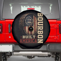 Bourbon Built America Vintage Distressed Graphic Spare Tire Cover American Flag Whiskey Barrel 1776 to 2026 Semiquincentennial Patriotic