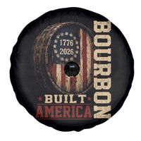 Bourbon Built America Vintage Distressed Graphic Spare Tire Cover American Flag Whiskey Barrel 1776 to 2026 Semiquincentennial Patriotic