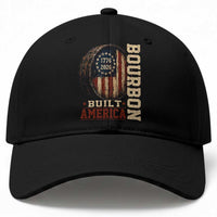 Bourbon Built America Vintage Distressed Graphic Baseball Cap American Flag Whiskey Barrel 1776 to 2026 Semiquincentennial Patriotic