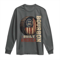 Bourbon Built America Vintage Distressed Graphic Long Sleeve Shirt American Flag Whiskey Barrel 1776 to 2026 Semiquincentennial Patriotic
