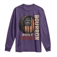 Bourbon Built America Vintage Distressed Graphic Long Sleeve Shirt American Flag Whiskey Barrel 1776 to 2026 Semiquincentennial Patriotic