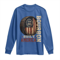 Bourbon Built America Vintage Distressed Graphic Long Sleeve Shirt American Flag Whiskey Barrel 1776 to 2026 Semiquincentennial Patriotic