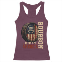 Bourbon Built America Vintage Distressed Graphic Racerback Tank Top American Flag Whiskey Barrel 1776 to 2026 Semiquincentennial Patriotic