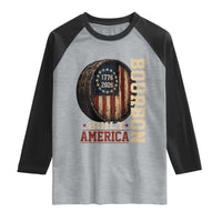 Bourbon Built America Vintage Distressed Graphic Raglan Shirt American Flag Whiskey Barrel 1776 to 2026 Semiquincentennial Patriotic