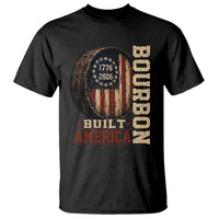 Bourbon Built America Vintage Distressed Graphic T Shirt American Flag Whiskey Barrel 1776 to 2026 Semiquincentennial Patriotic