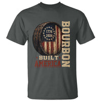 Bourbon Built America Vintage Distressed Graphic T Shirt American Flag Whiskey Barrel 1776 to 2026 Semiquincentennial Patriotic