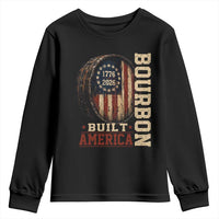Bourbon Built America Vintage Distressed Graphic Youth Sweatshirt American Flag Whiskey Barrel 1776 to 2026 Semiquincentennial Patriotic