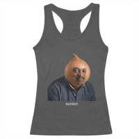 Viral Sonion Surreal Meme Racerback Tank Top Funny Crying Onion Man Aesthetic Joke
