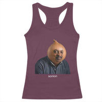 Viral Sonion Surreal Meme Racerback Tank Top Funny Crying Onion Man Aesthetic Joke