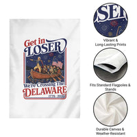 Get In Loser We're Crossing The Delaware 1776 to 2026 Retro Garden Flag Funny George Washington Patriotic Fireworks Semiquincentennial