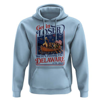 Get In Loser We're Crossing The Delaware 1776 to 2026 Retro Hoodie Funny George Washington Patriotic Fireworks Semiquincentennial