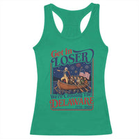 Get In Loser We're Crossing The Delaware 1776 to 2026 Retro Racerback Tank Top Funny George Washington Patriotic Fireworks Semiquincentennial