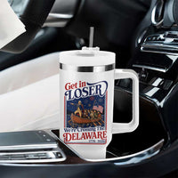 Get In Loser We're Crossing The Delaware 1776 to 2026 Retro Tumbler With Handle Funny George Washington Patriotic Fireworks Semiquincentennial