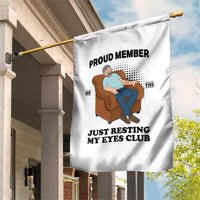Funny Napping Dad Sleepy Grandpas and Fathers Garden Flag Proud Member Of The Just Resting My Eyes Club Armchair Cartoon Graphic