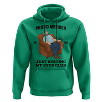 Funny Napping Dad Sleepy Grandpas and Fathers Hoodie Proud Member Of The Just Resting My Eyes Club Armchair Cartoon Graphic