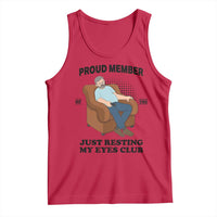 Funny Napping Dad Sleepy Grandpas and Fathers Tank Top Proud Member Of The Just Resting My Eyes Club Armchair Cartoon Graphic
