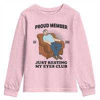Funny Napping Dad Sleepy Grandpas and Fathers Youth Sweatshirt Proud Member Of The Just Resting My Eyes Club Armchair Cartoon Graphic