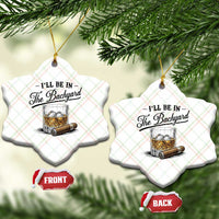 Whiskey Glass and Cigar I Will Be In The Backyard Ceramic Ornament Vintage Bourbon Lover Relaxing Fathers Day Gift for Men