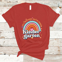 Kindergarten Teacher T Shirt It's A Beautiful Day To Teach Kinder Retro Rainbow - Wonder Print Shop