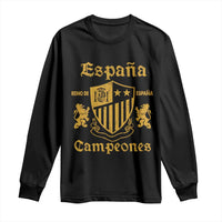 Reino De Espana Campeones Crest Graphic Long Sleeve Shirt Vintage Spain Champions 2 Stars Spanish Pride Sports Fan