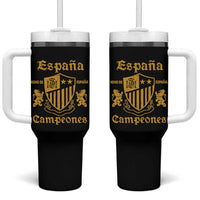 Reino De Espana Campeones Crest Graphic Tumbler With Handle Vintage Spain Champions 2 Stars Spanish Pride Sports Fan