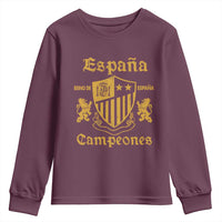 Reino De Espana Campeones Crest Graphic Youth Sweatshirt Vintage Spain Champions 2 Stars Spanish Pride Sports Fan