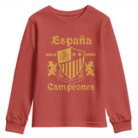 Reino De Espana Campeones Crest Graphic Youth Sweatshirt Vintage Spain Champions 2 Stars Spanish Pride Sports Fan