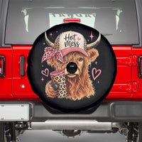 Hot Mess Highland Cow Pink Leopard Coquette Spare Tire Cover Cute Western Country Mom Life
