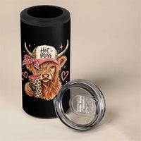 Hot Mess Highland Cow Pink Leopard Coquette 4 in 1 Can Cooler Tumbler Cute Western Country Mom Life