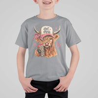 Hot Mess Highland Cow Pink Leopard Coquette T Shirt For Kid Cute Western Country Mom Life