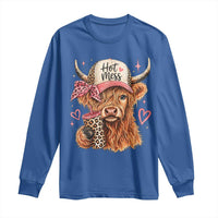 Hot Mess Highland Cow Pink Leopard Coquette Long Sleeve Shirt Cute Western Country Mom Life