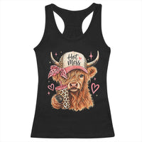 Hot Mess Highland Cow Pink Leopard Coquette Racerback Tank Top Cute Western Country Mom Life