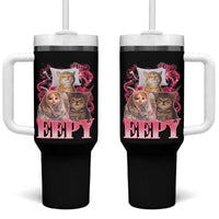 Eepy Sleepy Cats Y2K Bootleg Meme Graphic Tumbler With Handle Funny Internet Culture Humor