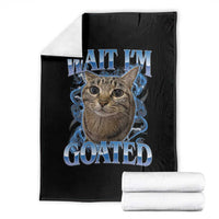 Funny Cat Blue Flame Y2K Bootleg Meme Graphic Throw Blanket Wait Im Goated Retro Internet Culture Humor