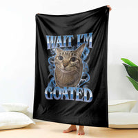 Funny Cat Blue Flame Y2K Bootleg Meme Graphic Throw Blanket Wait Im Goated Retro Internet Culture Humor