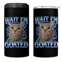 Funny Cat Blue Flame Y2K Bootleg Meme Graphic 4 in 1 Can Cooler Tumbler Wait Im Goated Retro Internet Culture Humor
