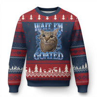 Funny Cat Blue Flame Y2K Bootleg Meme Graphic Ugly Christmas Sweater Wait Im Goated Retro Internet Culture Humor