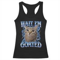 Funny Cat Blue Flame Y2K Bootleg Meme Graphic Racerback Tank Top Wait Im Goated Retro Internet Culture Humor