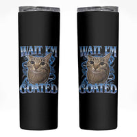 Funny Cat Blue Flame Y2K Bootleg Meme Graphic Skinny Tumbler Wait Im Goated Retro Internet Culture Humor