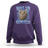 Funny Cat Blue Flame Y2K Bootleg Meme Graphic Sweatshirt Wait Im Goated Retro Internet Culture Humor