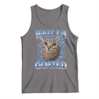 Funny Cat Blue Flame Y2K Bootleg Meme Graphic Tank Top Wait Im Goated Retro Internet Culture Humor