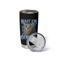 Funny Cat Blue Flame Y2K Bootleg Meme Graphic Tumbler Cup Wait Im Goated Retro Internet Culture Humor