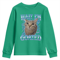 Funny Cat Blue Flame Y2K Bootleg Meme Graphic Youth Sweatshirt Wait Im Goated Retro Internet Culture Humor