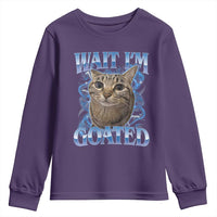 Funny Cat Blue Flame Y2K Bootleg Meme Graphic Youth Sweatshirt Wait Im Goated Retro Internet Culture Humor