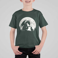 Dragon Boop Cat Full Moon Graphic T Shirt For Kid Cute Fantasy Animal RPG Gamers