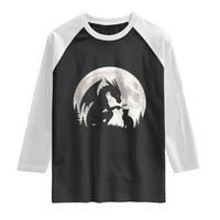 Dragon Boop Cat Full Moon Graphic Raglan Shirt Cute Fantasy Animal RPG Gamers