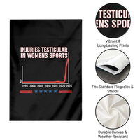 Testicular Injuries in Womens Sports Satirical Graphic Garden Flag Dark Humor with Controversial Commentary - Wonder Print Shop