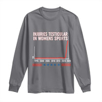 Testicular Injuries in Womens Sports Satirical Graphic Long Sleeve Shirt Dark Humor with Controversial Commentary - Wonder Print Shop